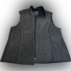 Vintage Y2K Neiman Marcus Long Zip‎ Up Vest Faux Suede & Fleece 2X